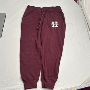 Hollister maroon white logo high-rise side pocket jogger pants